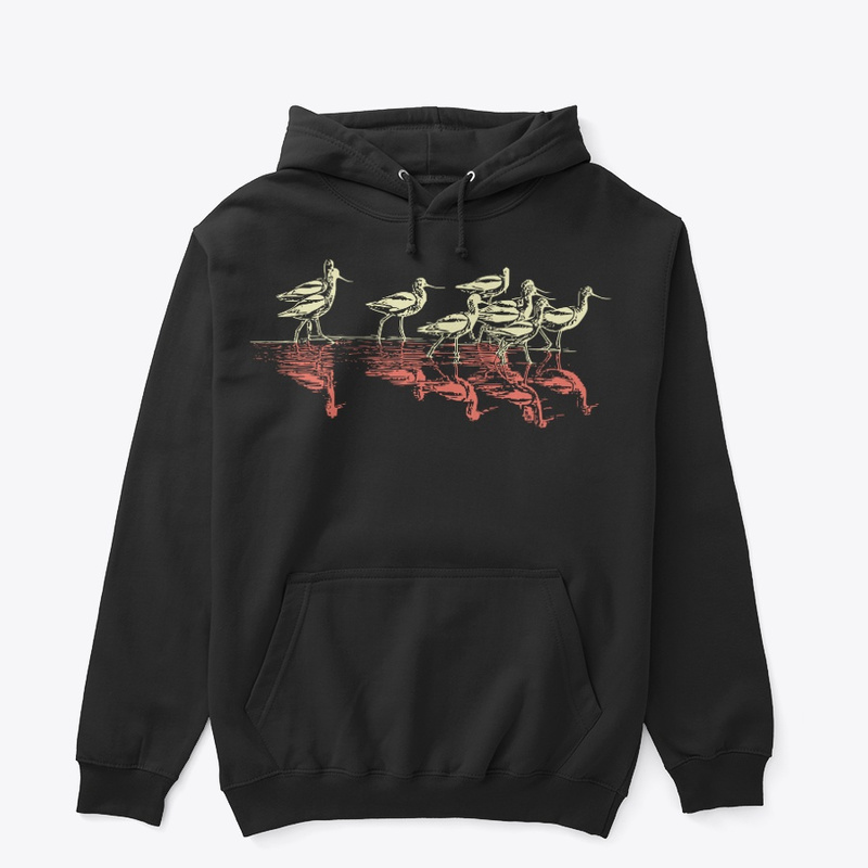 flock of American avocets hooded sweatshirt