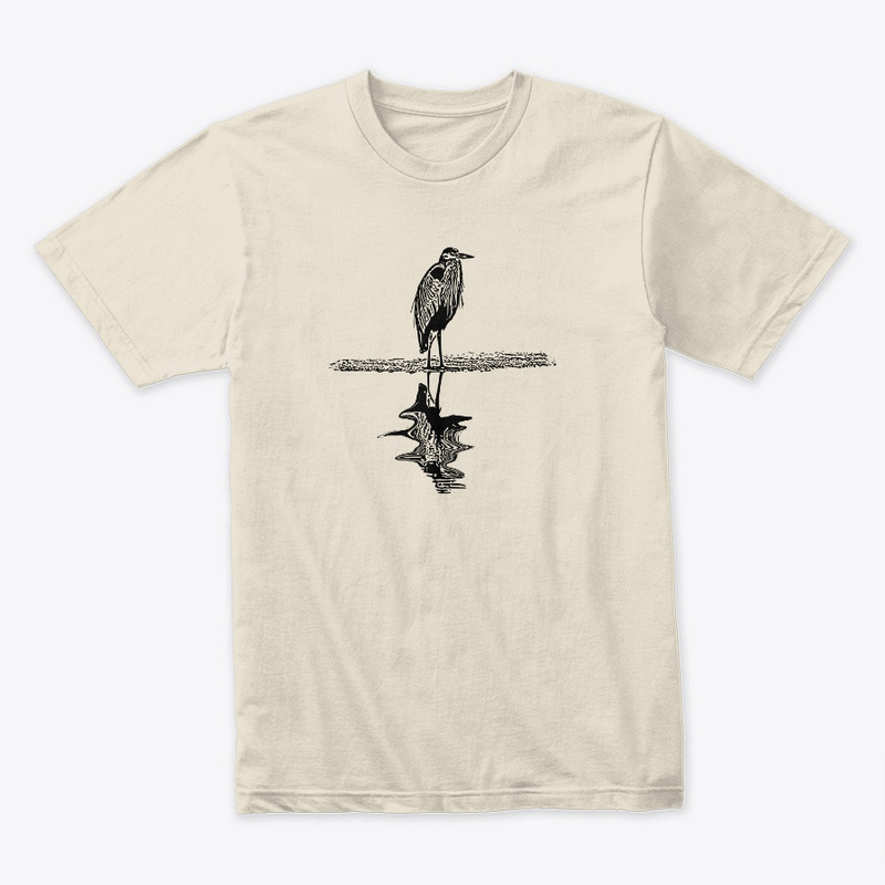 great blue heron reflection premium ring-spun cotton t-shirt