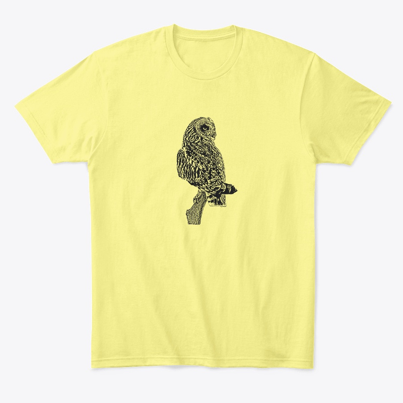 short-eared owl comfort t-shirt available from Bird Shirts and More