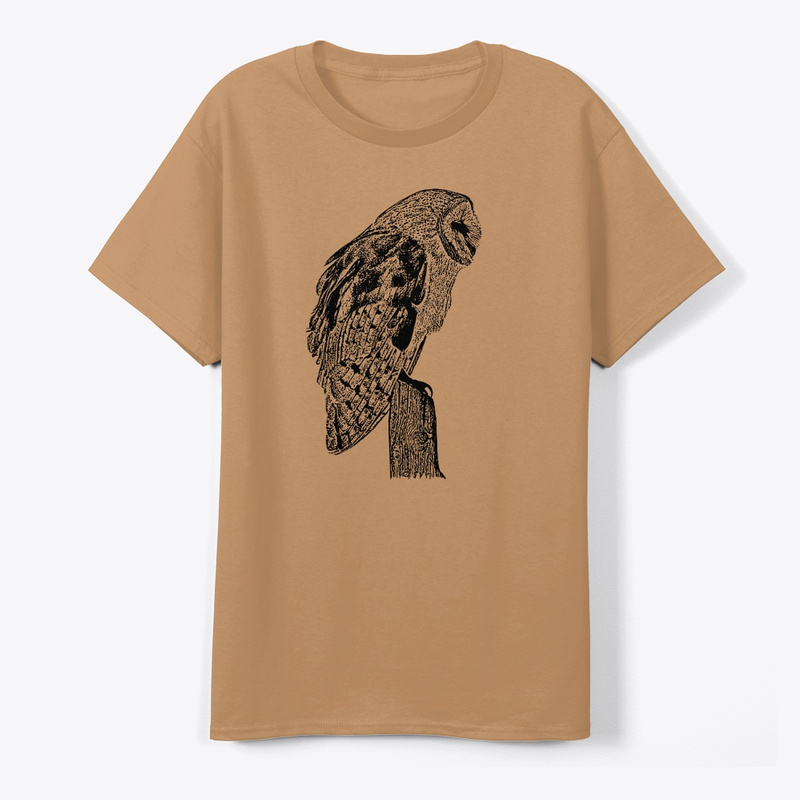 barn owl sitting on a fence post digisoft printed classic t-shirt