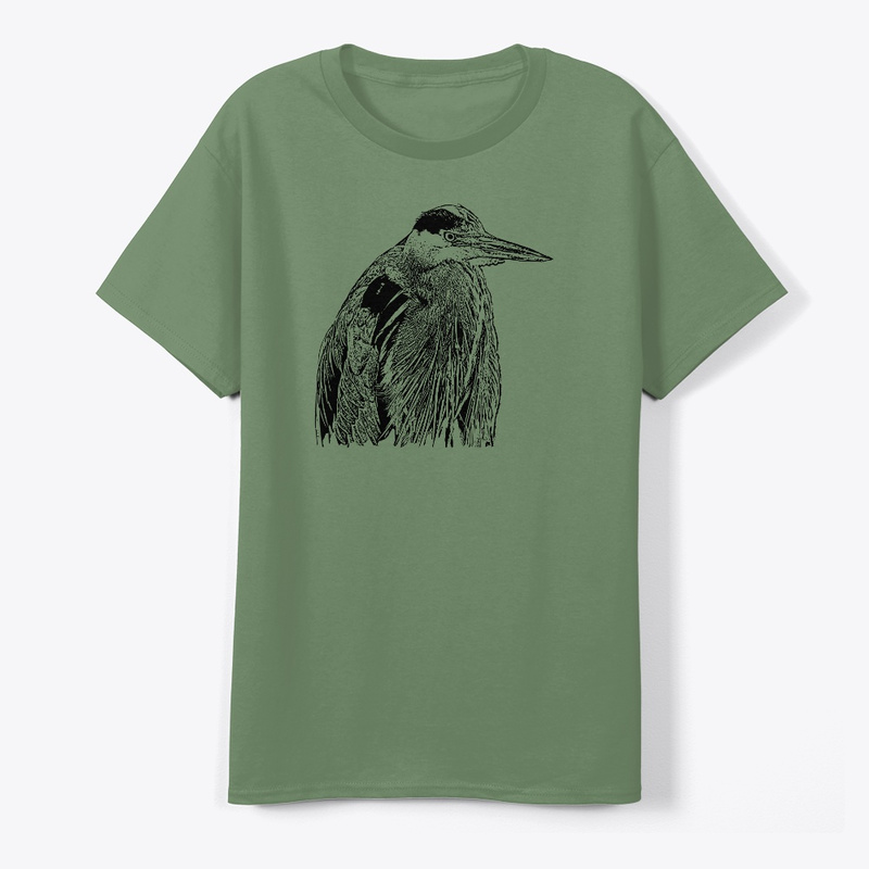 great blue heron digisoft printed classic t-shirt