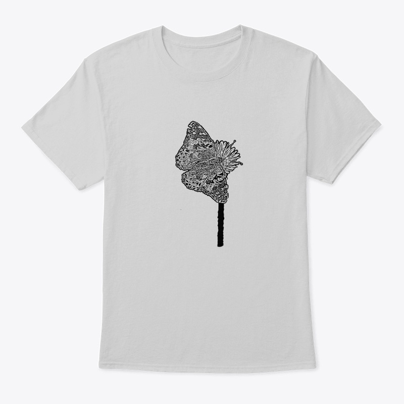 painted lady butterfly perched on a dandelion classic crew neck t-shirt