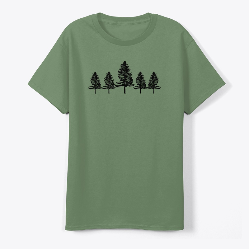 stand of evergreen trees digisoft printed classic t-shirt