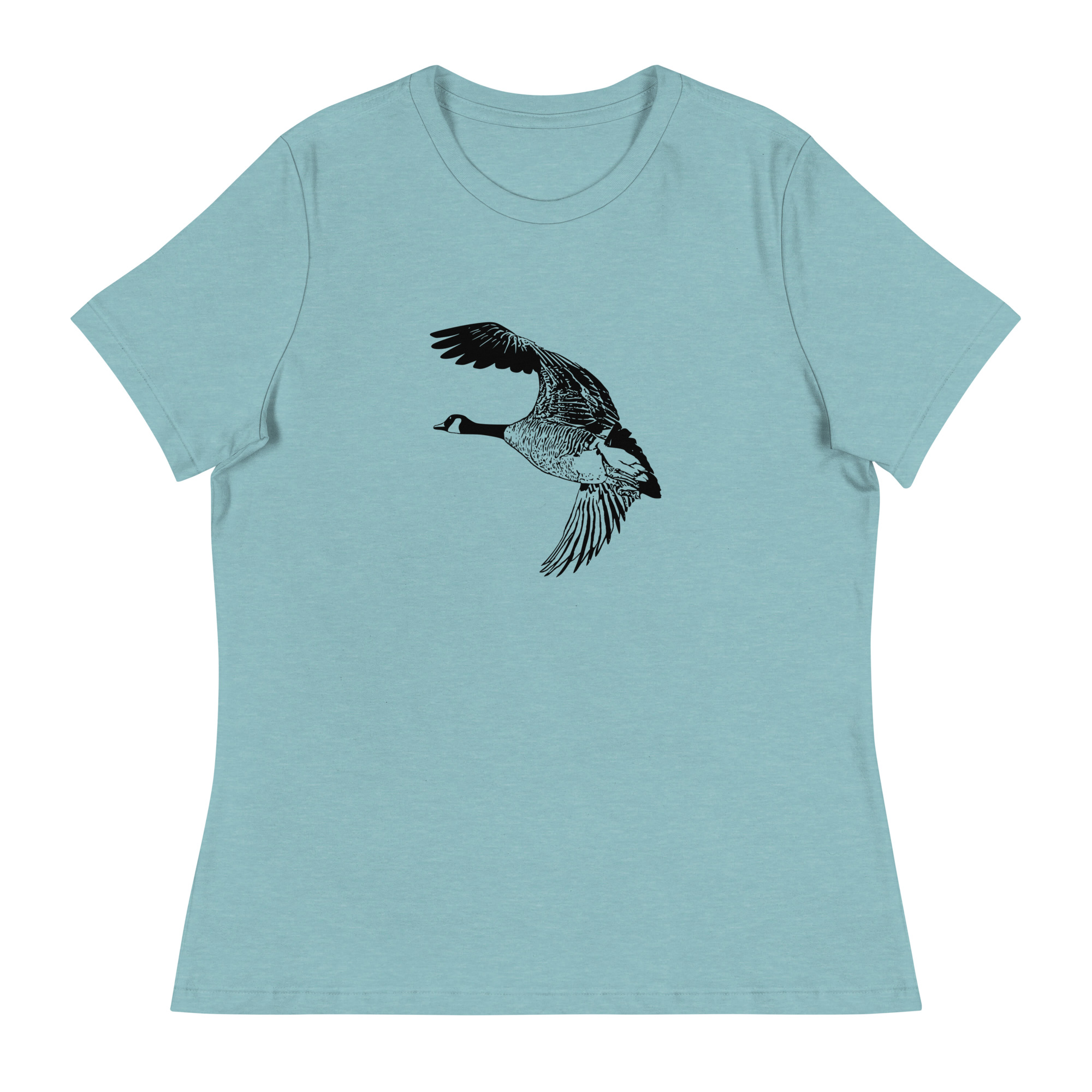 flying Canada goose women's relaxed fit birdwatching t-shirt