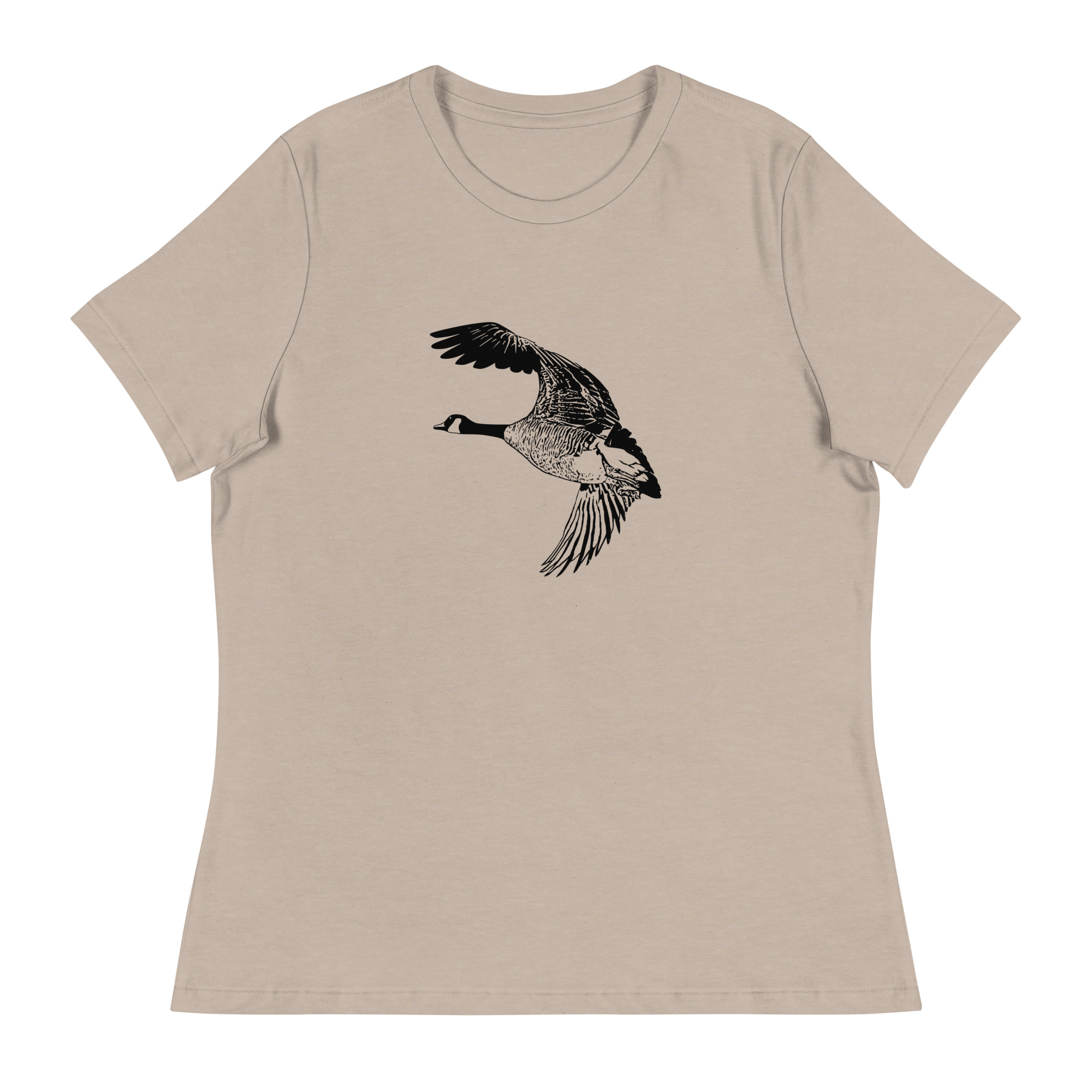 flying Canada goose women's relaxed fit birdwatching t-shirt
