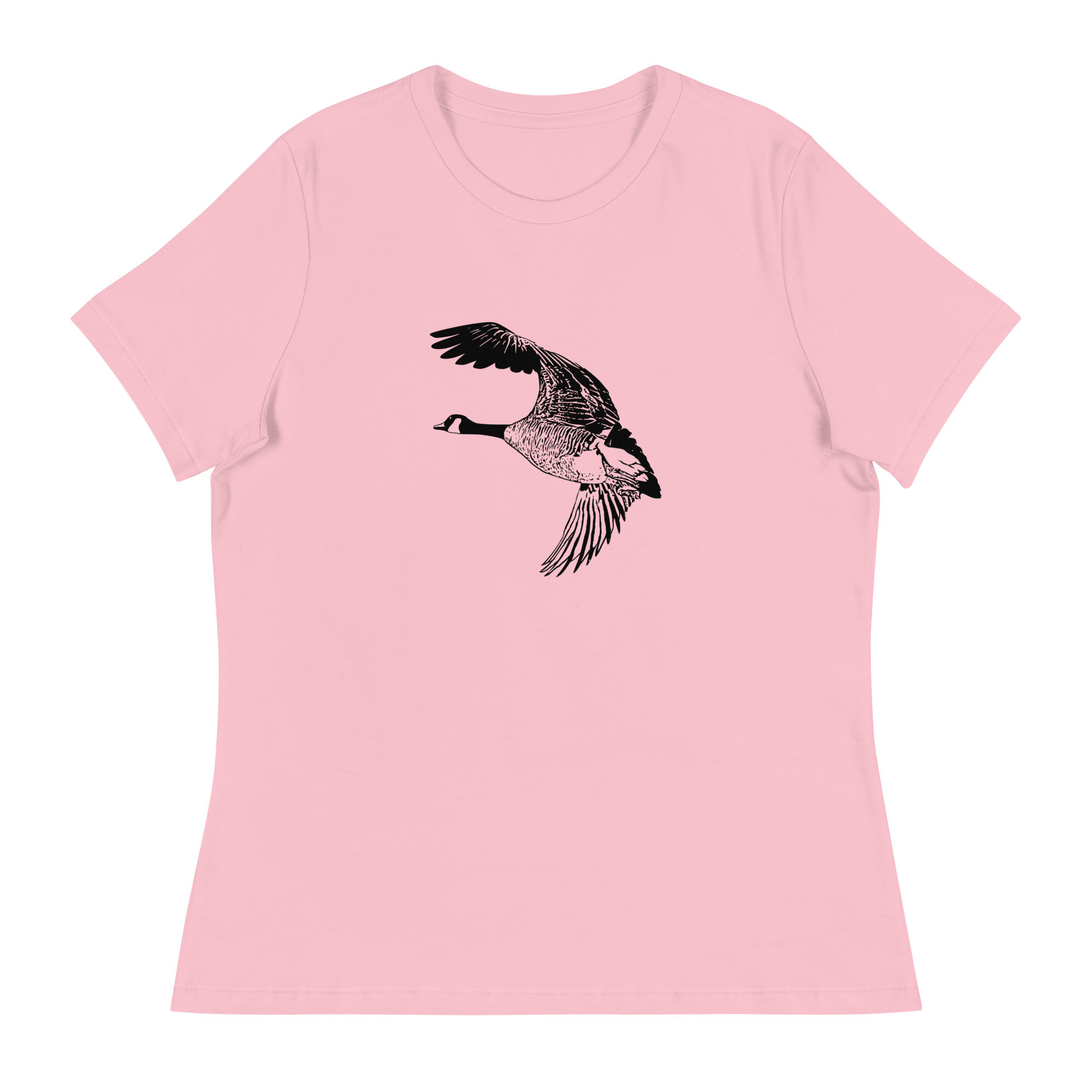 flying Canada goose women's relaxed fit birdwatching t-shirt