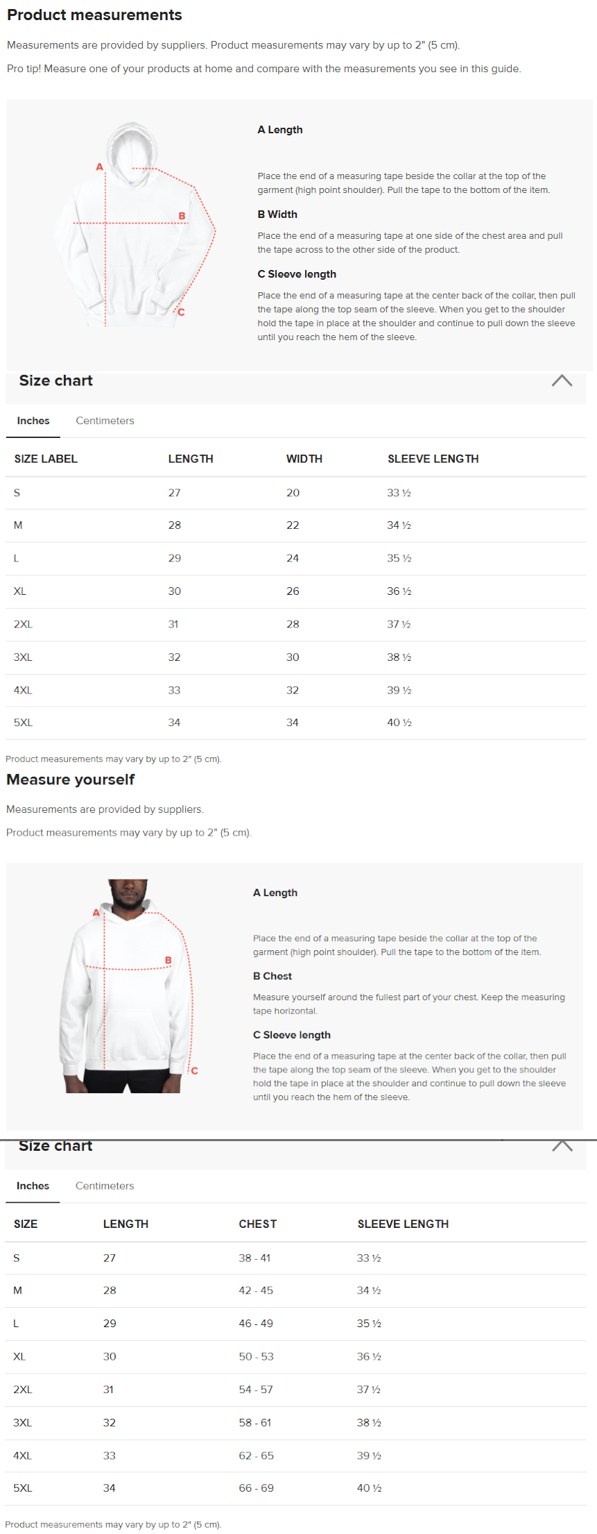 gilden 18500 unisex hoodie size chart